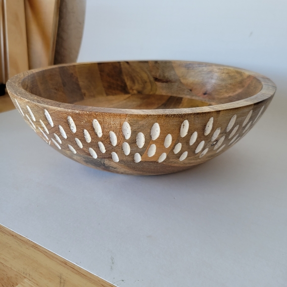 Wooden Bowl Decrotive Decor Real Wood New - Picture 3 of 8